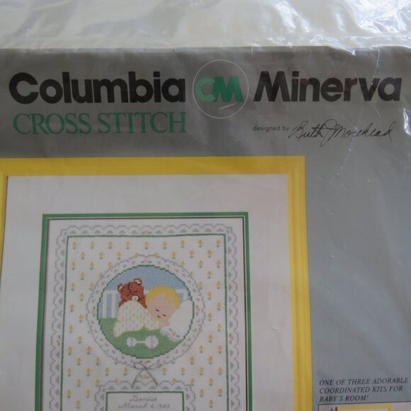 Baby Print Sampler Columbia Minerva Cross Stitch Vintage Kit #6950, 1985 - Picture 2 of 5